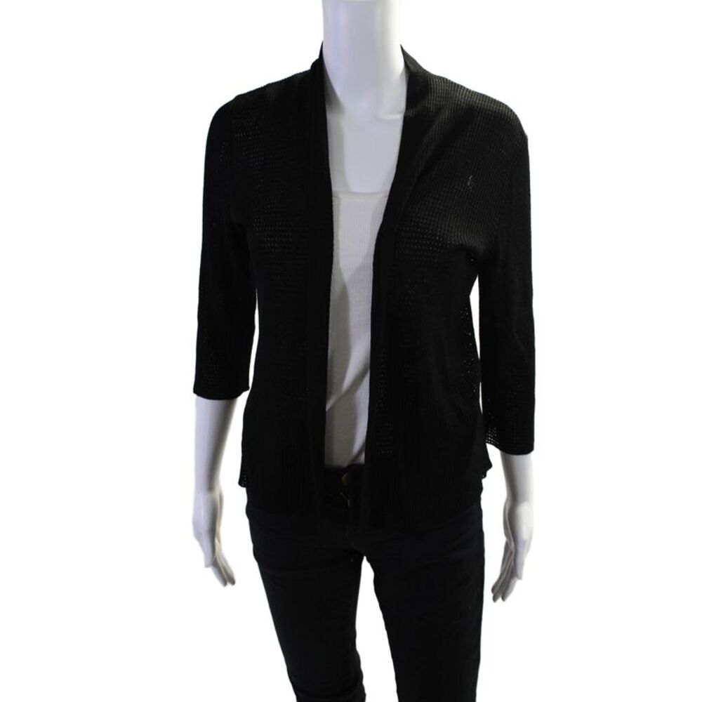 Designer Women's Long Sleeves Mesh Cardigan Sweater Black Size L